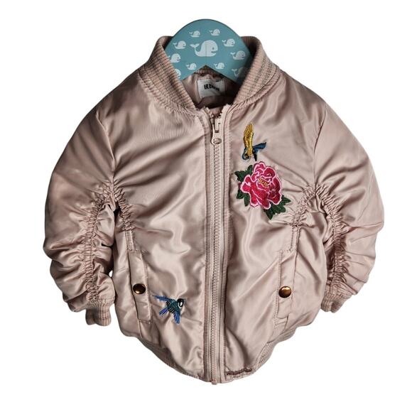 Hudson Toddler‎ Girls Size 3T Puffer Bomber Embroidered Jacket Light Pink - Picture 1 of 7